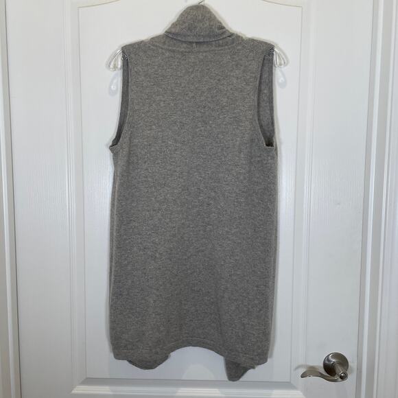 "In Cashmere" 100% Gray Open Front Vest Layering Drape Minimalist Cozy M - Picture 4 of 4